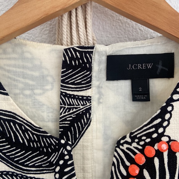 J. Crew sleeveless shell tank embellished notched collar tropics vacation top 2 - Picture 8 of 16